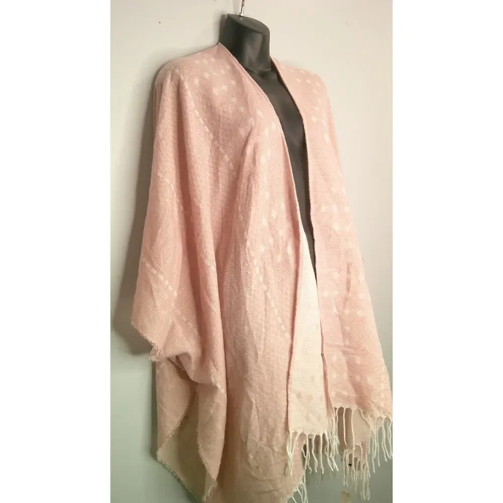 Gentle Fawn Hermosa Cover-up in Two-toned Blush, Pink with fringe detail XS